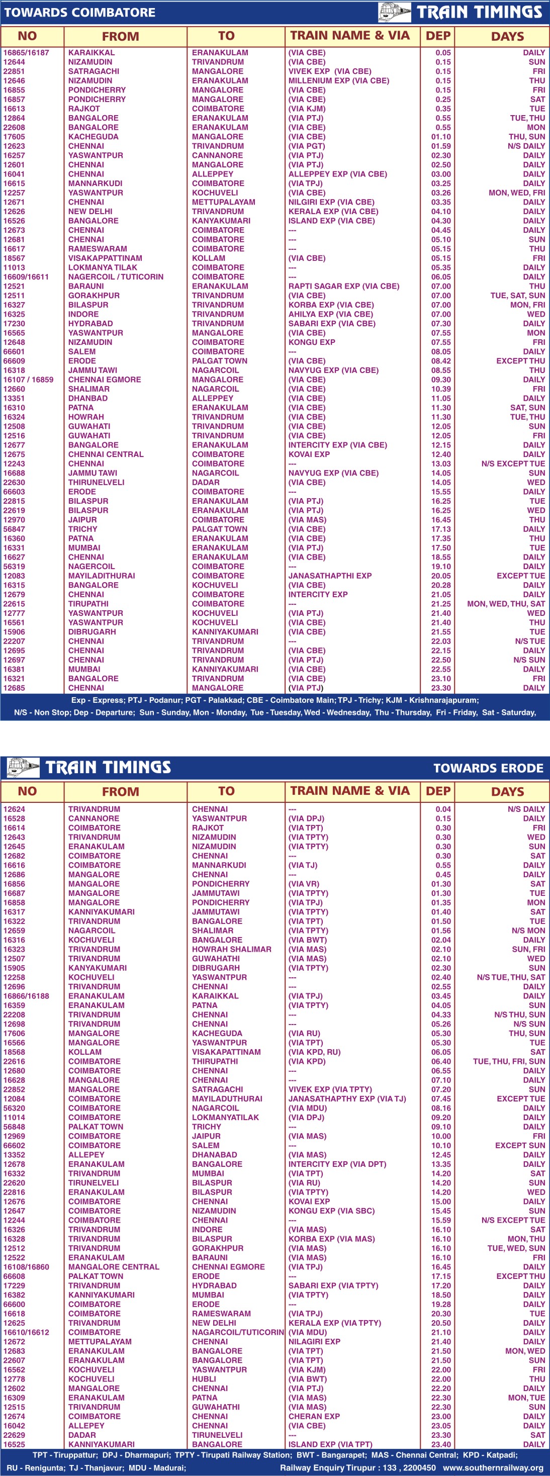 Train Timings